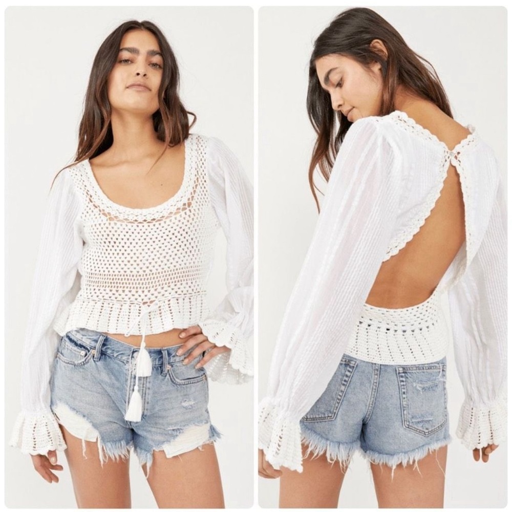 Free People Boho Crochet Megan top